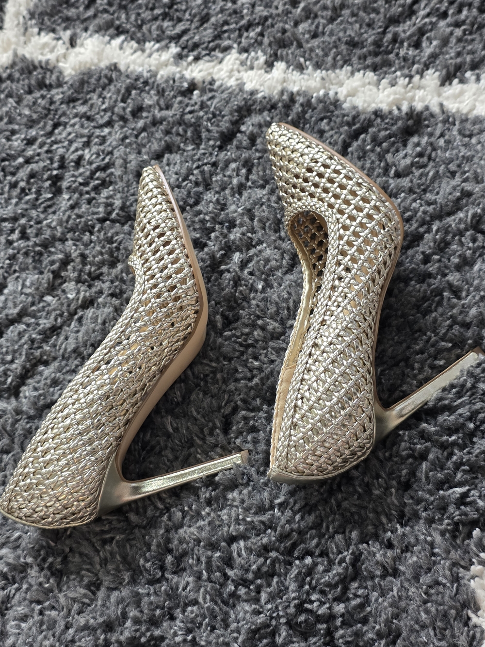 Nine West Women's Metallic Woven Pointed-Toe Pumps - Gold Size 8 - Picture 6 of 11